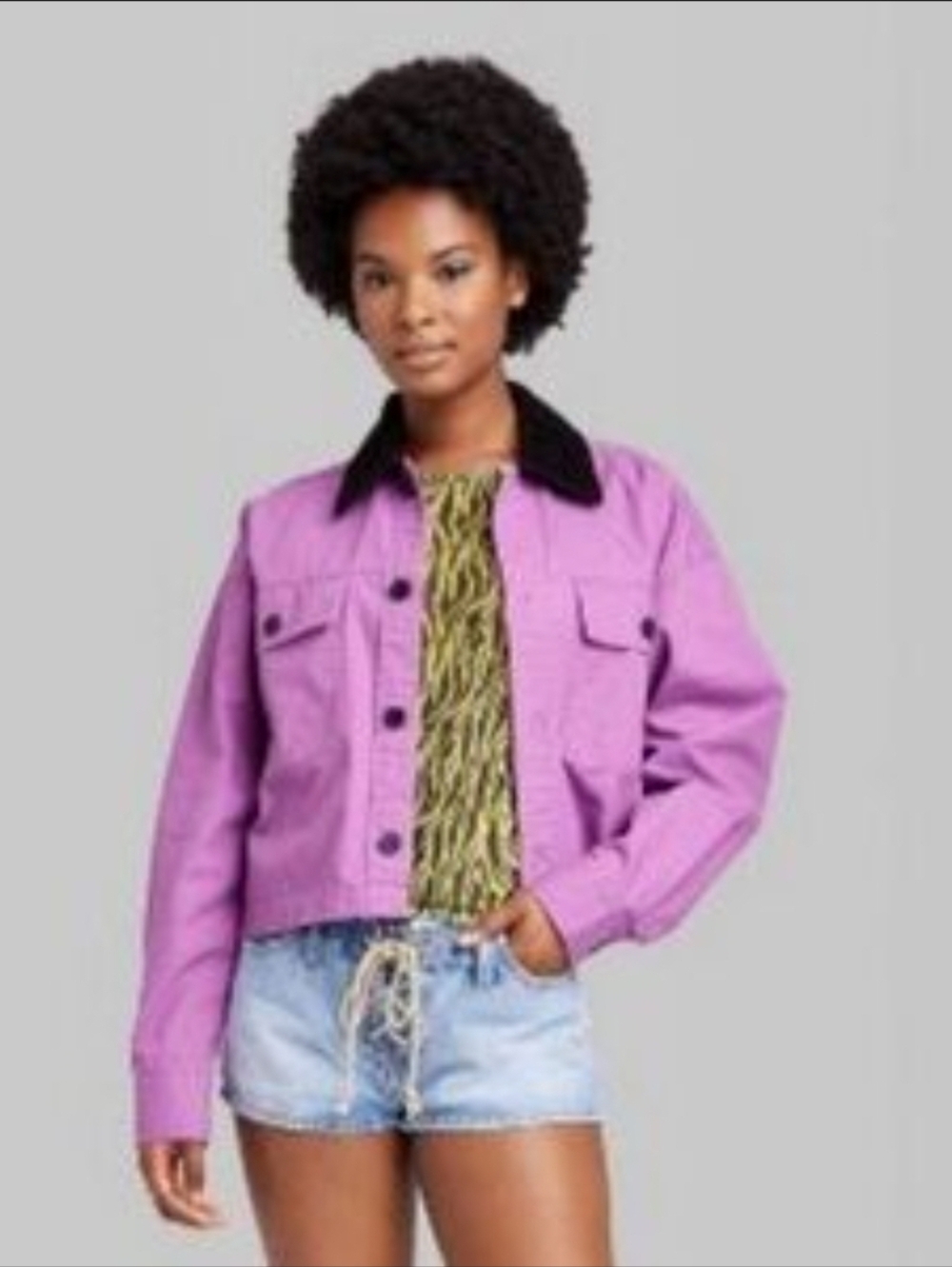 wild fable Purple Jacket with Black Corduroy Collar